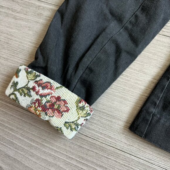 Vintage 80s Good Things of California Tapestry Lapel & Cuff Black Blazer Size S - Picture 2 of 6